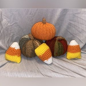 Crochet pumpkins and candy corns